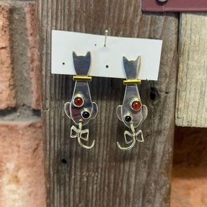 Kitty Cat Earrings w/Dangling Tails. Never worn. FREE SHIPPING